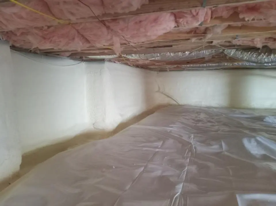 Crawl space encapsulation with closed-cell spray foam for Attic Insulation in Newington
